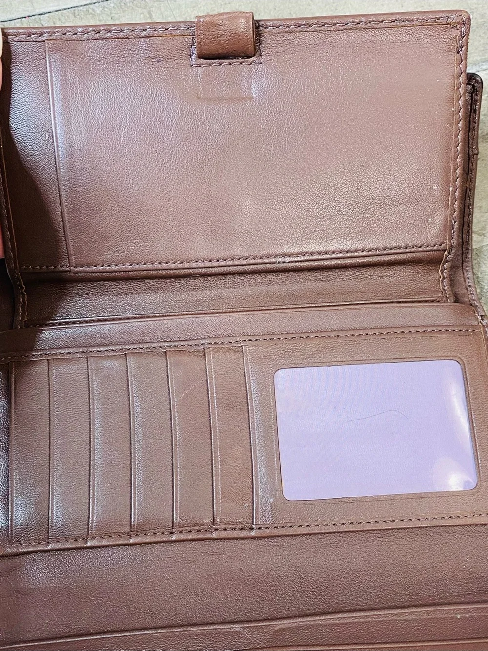 Coach Soho Vintage Brown Leather Pleated Trifold Wallet